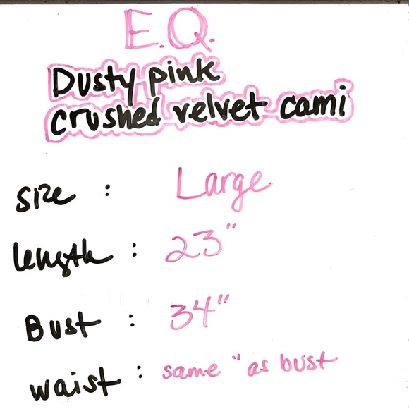 E Q • Pink Crushed Velvet Cami / size (L) NEW! - Picture 6 of 6